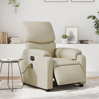Foto 2 | Sillón Reclinable Eléctrico Para Masajes Vidaxl Ajustable Color Crema - Venta Internacional.