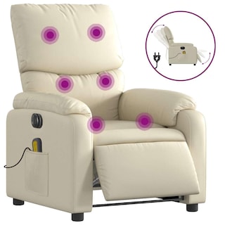 Foto 3 | Sillón Reclinable Eléctrico Para Masajes Vidaxl Ajustable Color Crema - Venta Internacional.