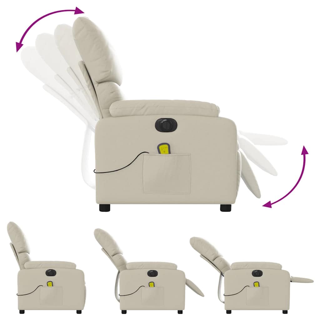 Foto 8 pulgar | Sillón Reclinable Eléctrico Para Masajes Vidaxl  Ajustable  Color Crema - Venta Internacional.