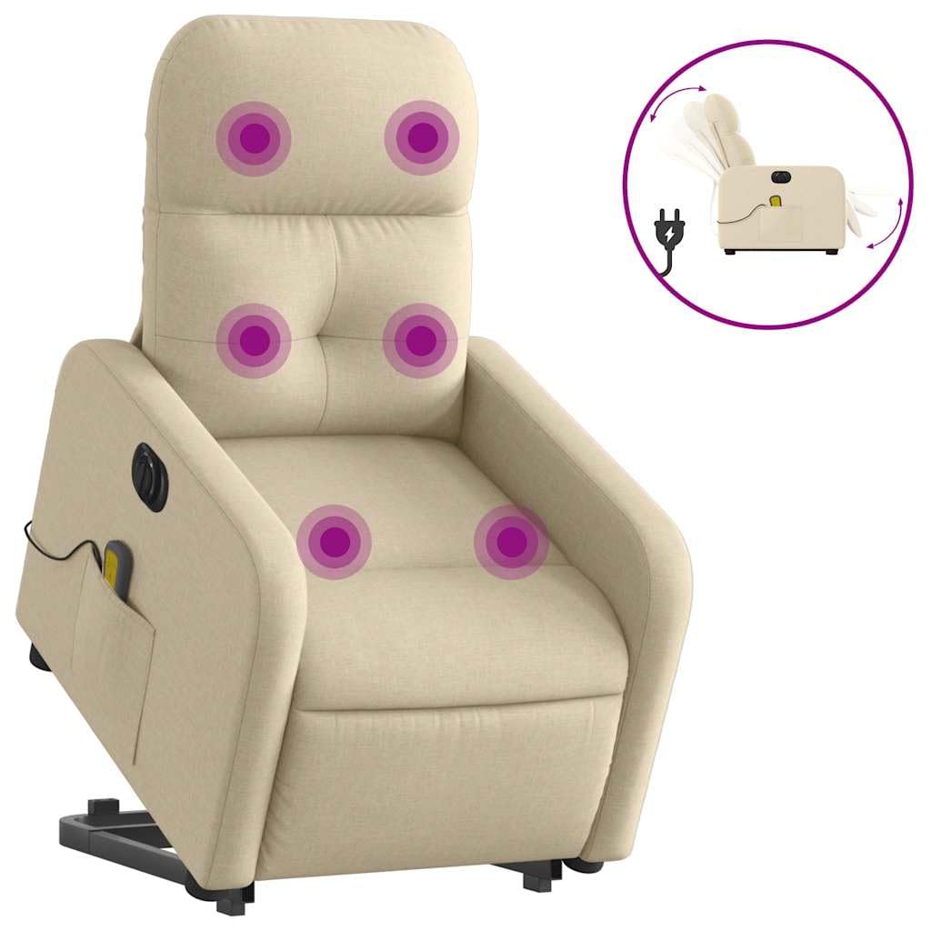 Foto 4 pulgar | Sillón Reclinable De Masaje Electric Power Lift Vidaxl Cream - Venta Internacional.