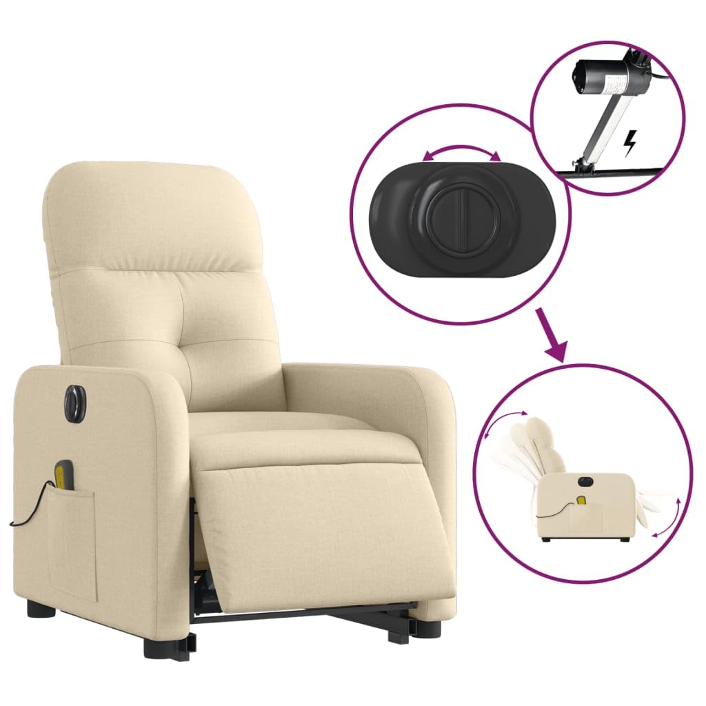 Foto 6 | Sillón Reclinable De Masaje Electric Power Lift Vidaxl Cream - Venta Internacional.