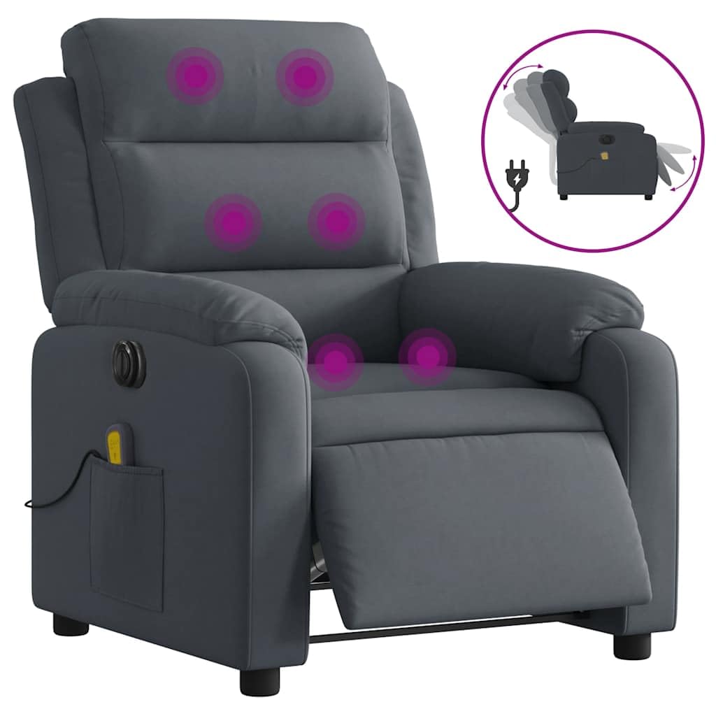 Foto 4 pulgar | Sillón Reclinable Eléctrico Para Masajes Vidaxl Dark Grey Velvet - Venta Internacional.