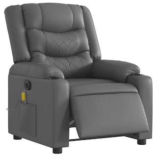 Foto 4 | Sillón Reclinable Eléctrico Para Masajes Vidaxl De Piel Sintética Gris - Venta Internacional.