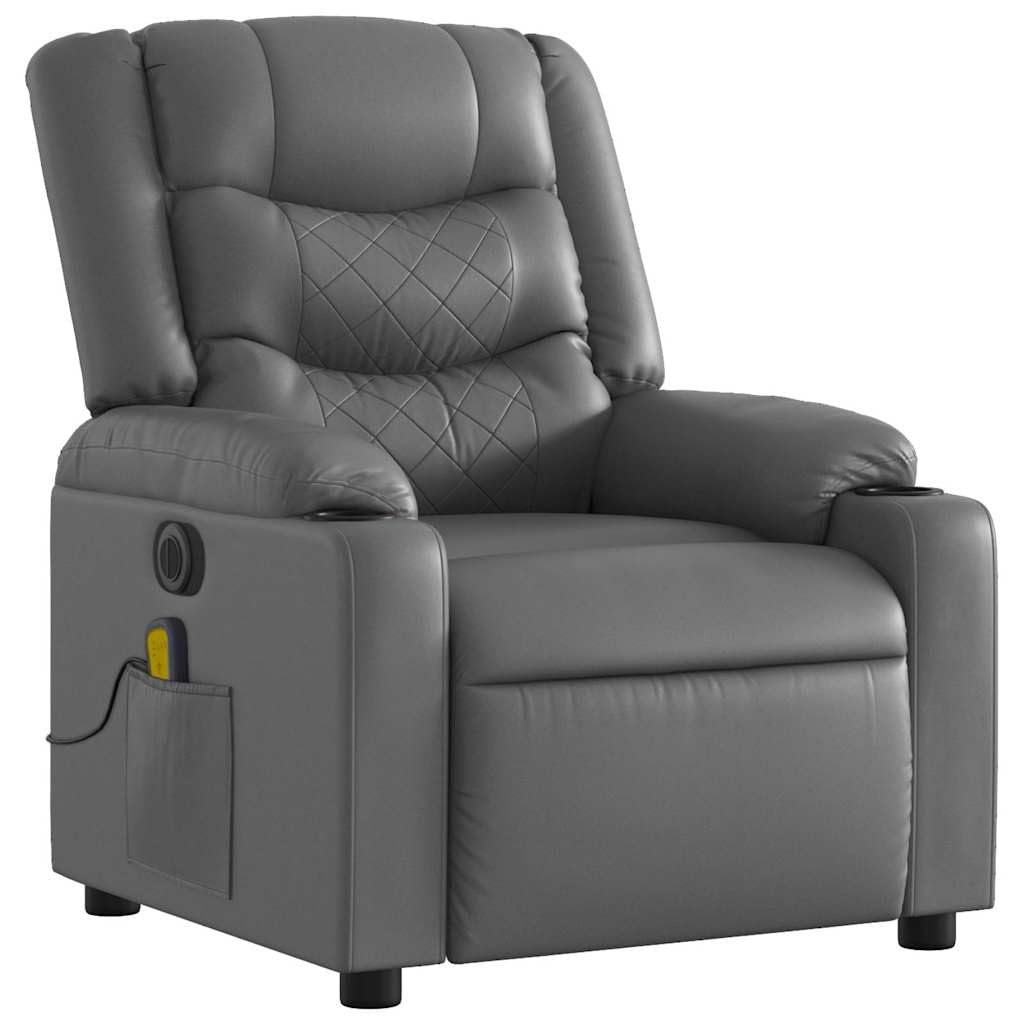 Foto 6 pulgar | Sillón Reclinable Eléctrico Para Masajes Vidaxl De Piel Sintética Gris - Venta Internacional.