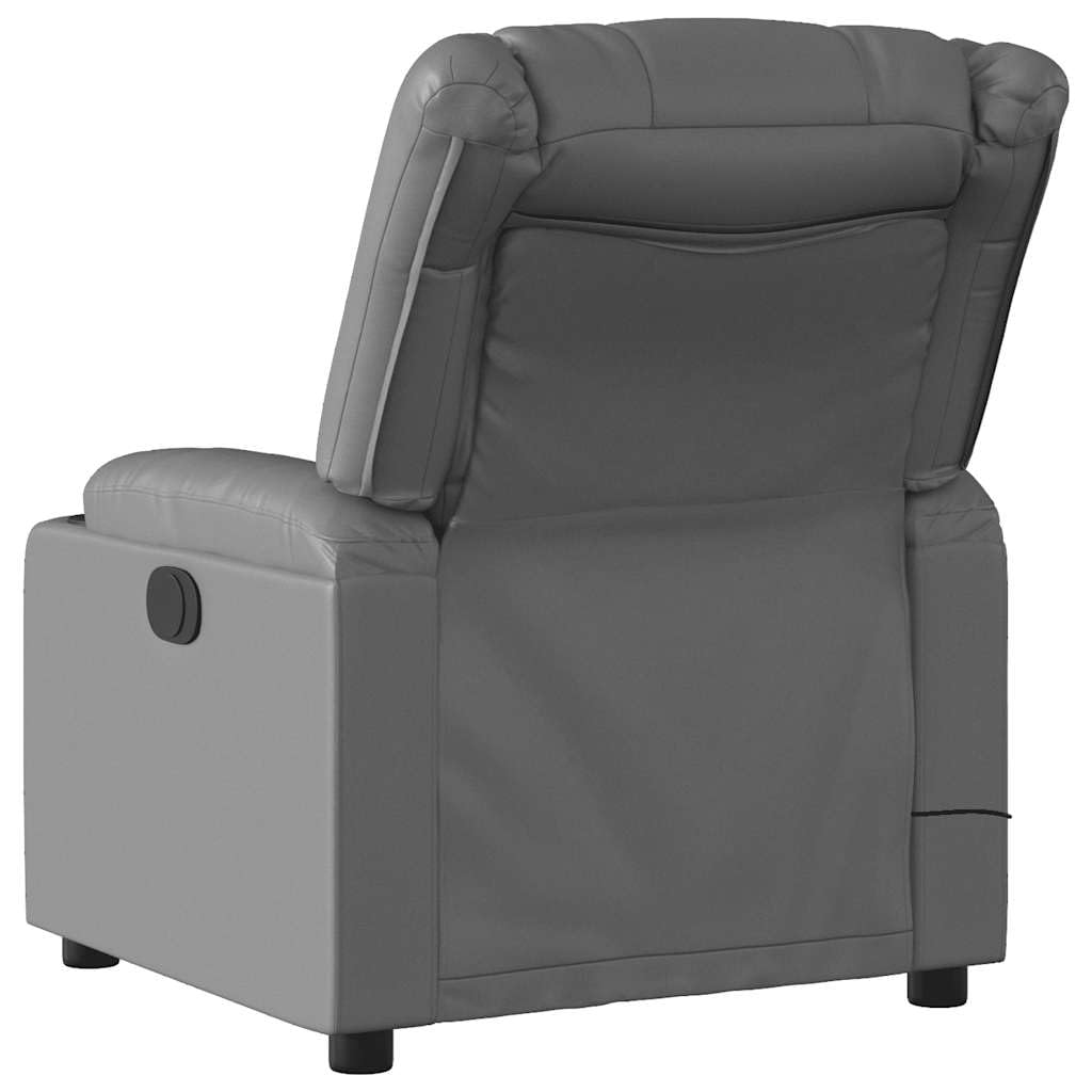 Foto 7 pulgar | Sillón Reclinable Eléctrico Para Masajes Vidaxl De Piel Sintética Gris - Venta Internacional.