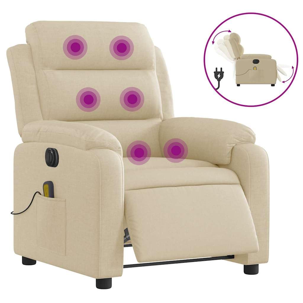 Foto 4 pulgar | Sillón Reclinable Eléctrico Para Masajes Vidaxl  Tela Crema - Venta Internacional.