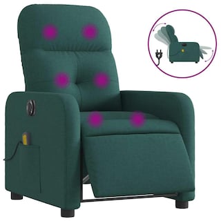 Foto 3 | Sillón Reclinable Eléctrico Para Masajes Vidaxl Tela Verde Oscuro - Venta Internacional.