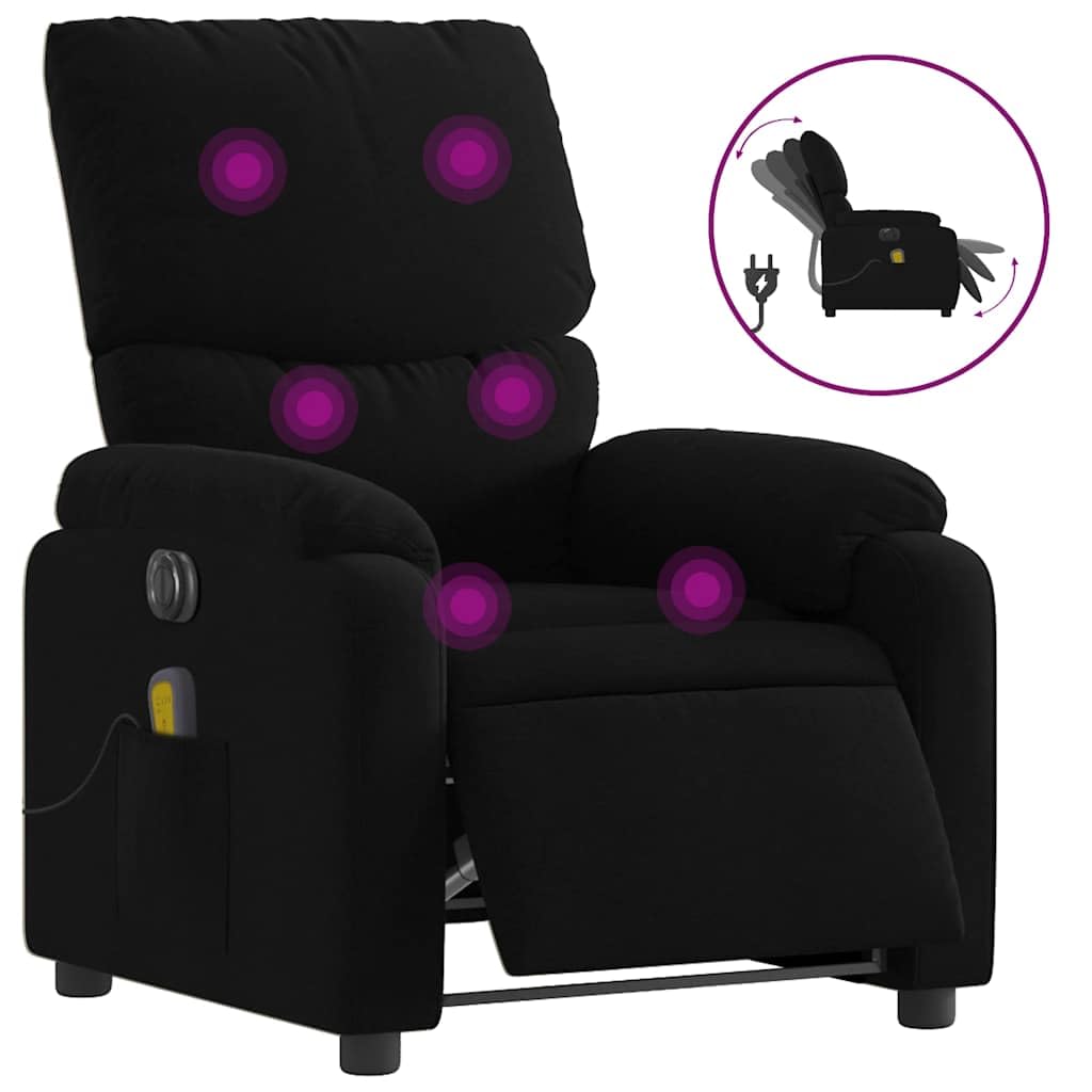 Foto 4 pulgar | Sillón Reclinable Eléctrico De Masaje Vidaxl De Tela Negra - Venta Internacional.