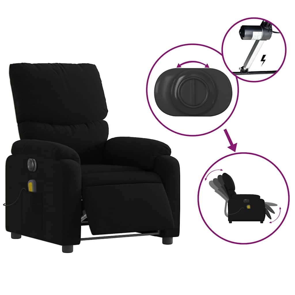 Foto 8 pulgar | Sillón Reclinable Eléctrico De Masaje Vidaxl De Tela Negra - Venta Internacional.