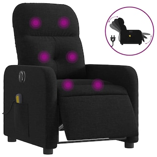 Foto 3 | Sillón Reclinable Eléctrico Vidaxl De Tela Negra Para Masaje Con Vibración - Venta Internacional.