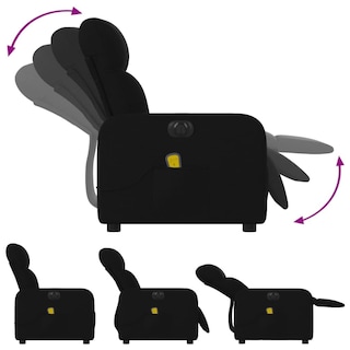 Foto 7 | Sillón Reclinable Eléctrico Vidaxl De Tela Negra Para Masaje Con Vibración - Venta Internacional.