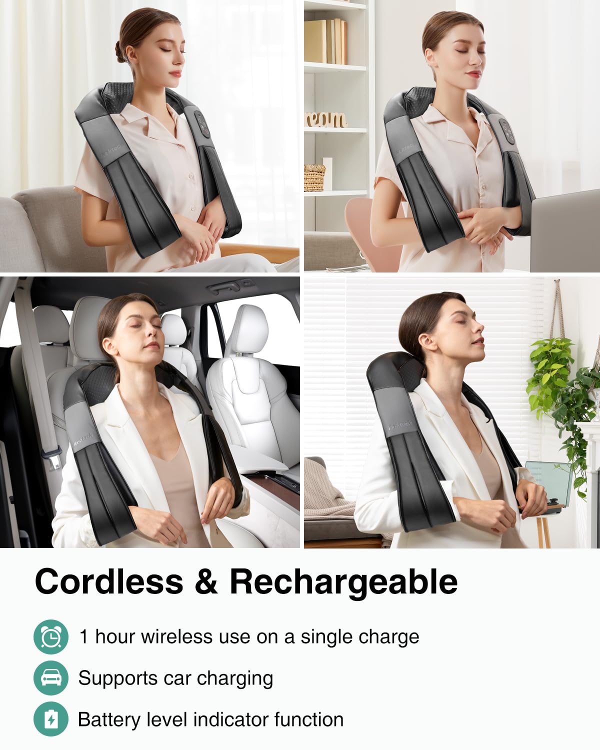 Foto 5 | Masajeador Inalámbrico Nekteck Shiatsu Para Cuello Y Espalda Con Calor - Venta Internacional.