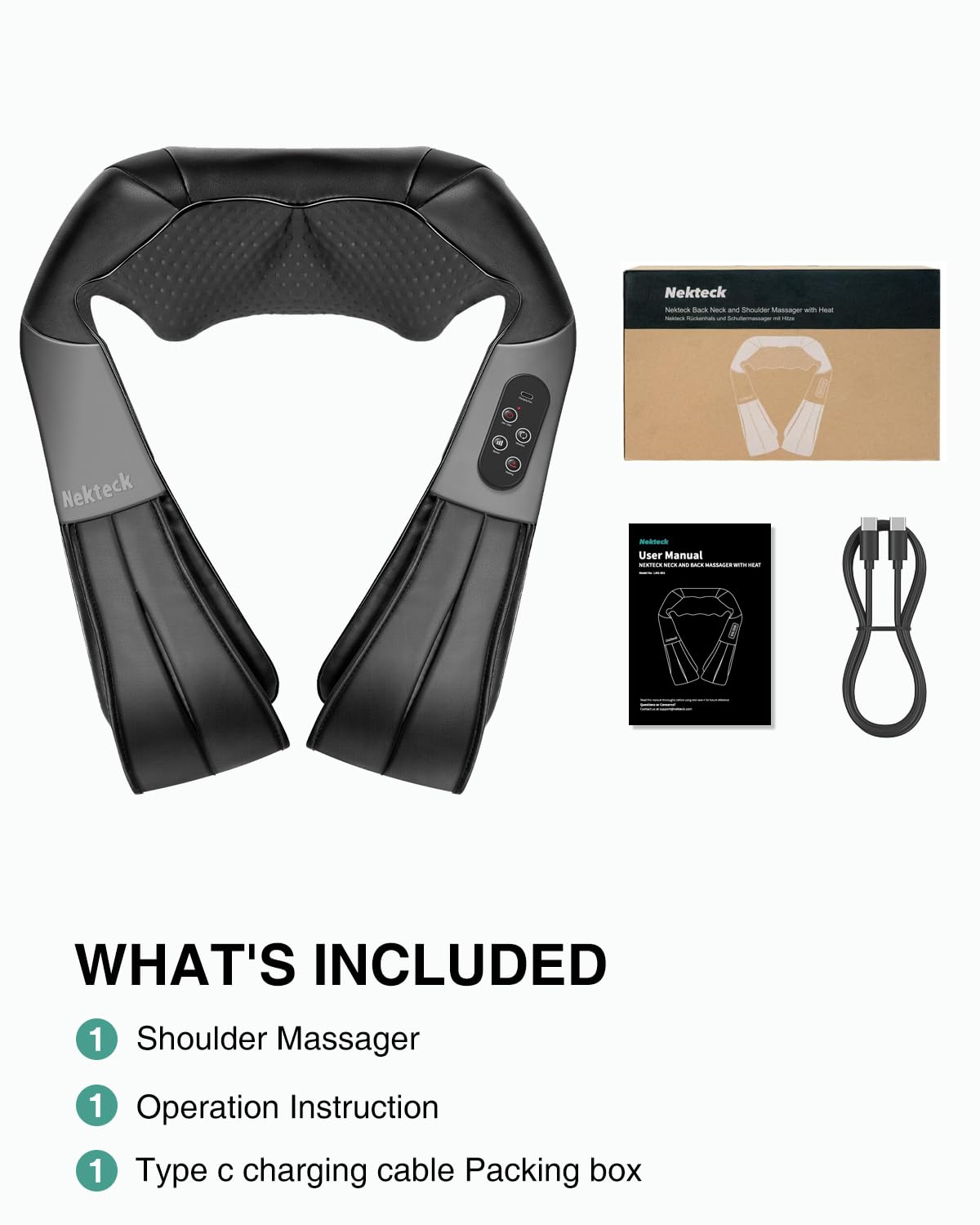 Foto 7 pulgar | Masajeador Inalámbrico Nekteck Shiatsu Para Cuello Y Espalda Con Calor - Venta Internacional.
