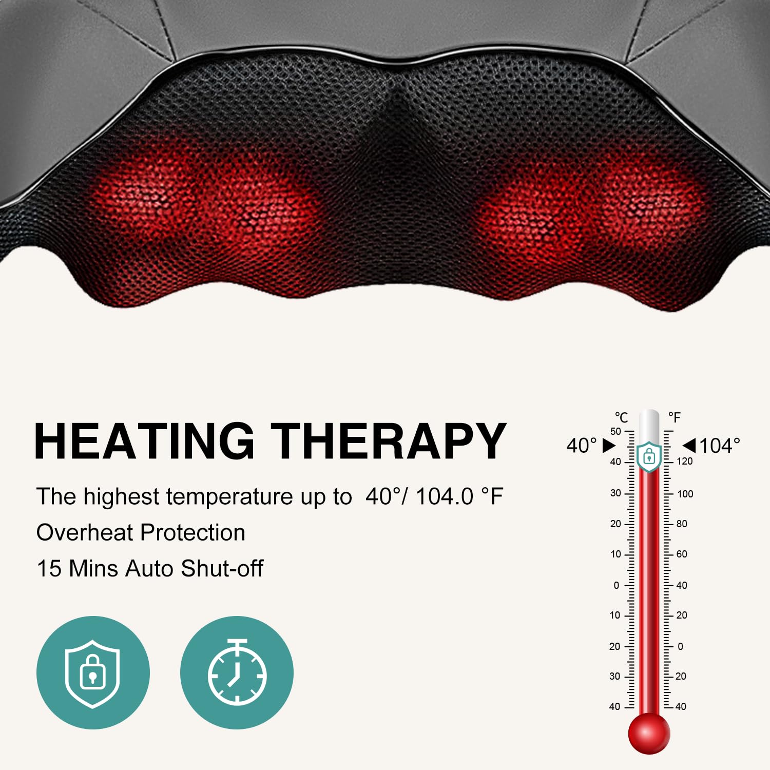 Foto 6 pulgar | Masajeador Nekteck Shiatsu Para Cuello Y Espalda Con Calor De 8 Nodos - Venta Internacional.