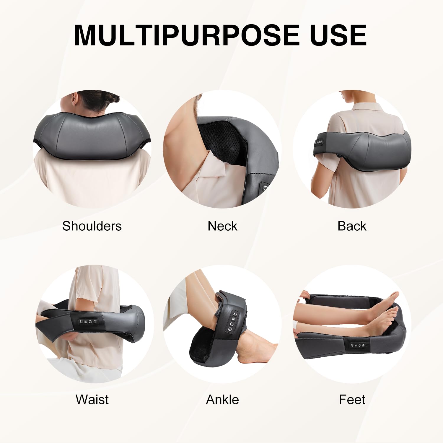 Foto 7 pulgar | Masajeador Nekteck Shiatsu Para Cuello Y Espalda Con Calor De 8 Nodos - Venta Internacional.