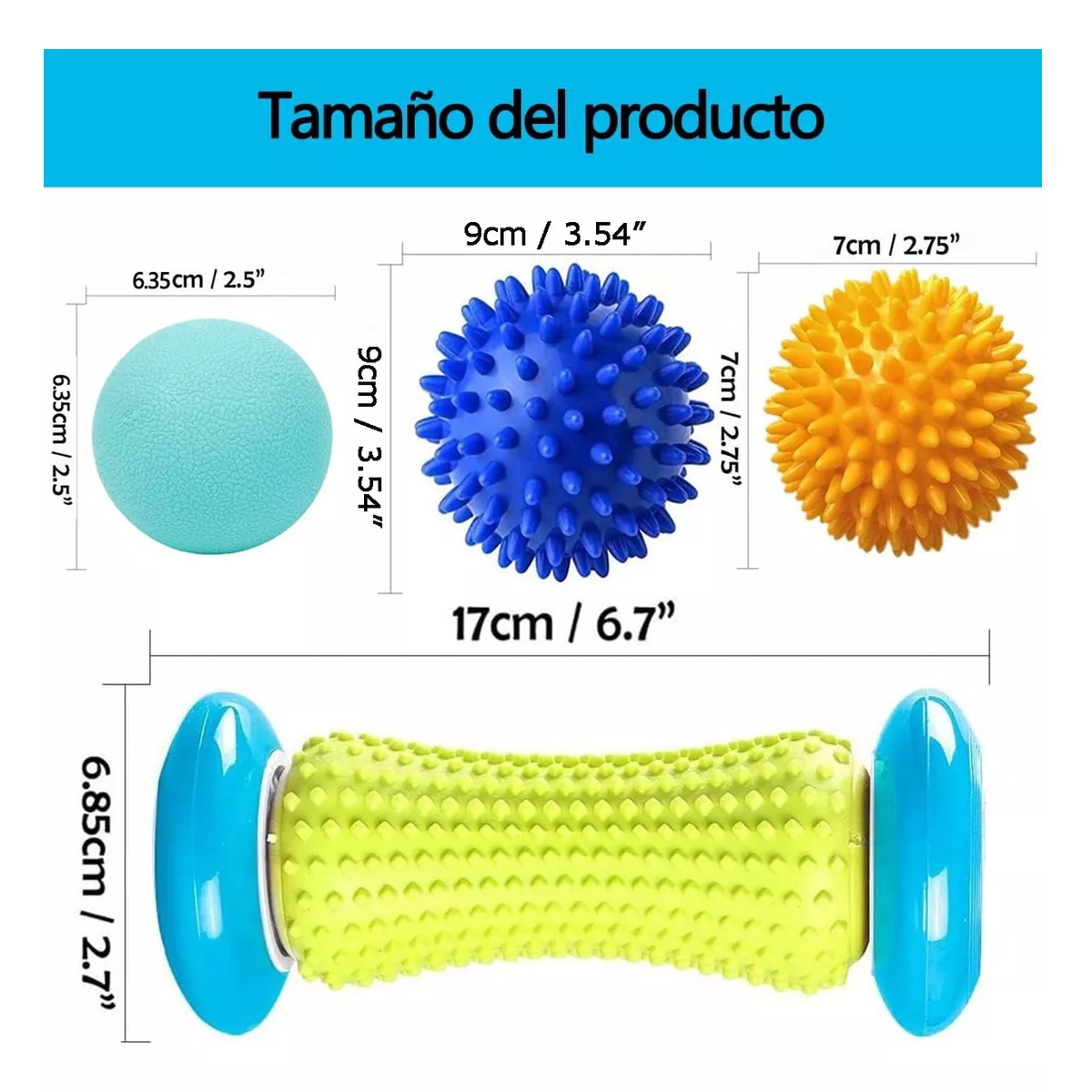 Foto 3 pulgar | Set Rodillo Con Pelotas Para Masajes De Pies, Bola De Masaje 4pz Eo Safe Imports Esi-14362 Multicolor