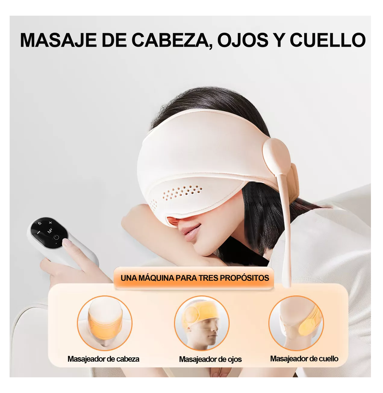 Foto 3 | Masajeador Eléctrico De Cabeza Y Ojos Con Funciones De Calen Beige