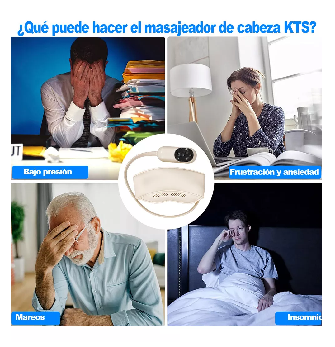 Foto 6 pulgar | Masajeador Eléctrico De Cabeza Y Ojos Con Funciones De Calen Beige