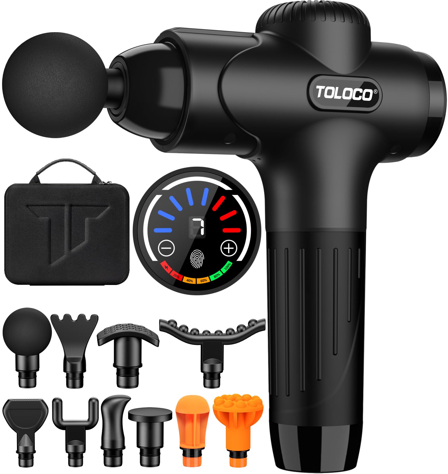 Foto 2 pulgar | Pistola de Masaje Toloco Deep Tissue con 10 Cabezales Negra - Venta Internacional