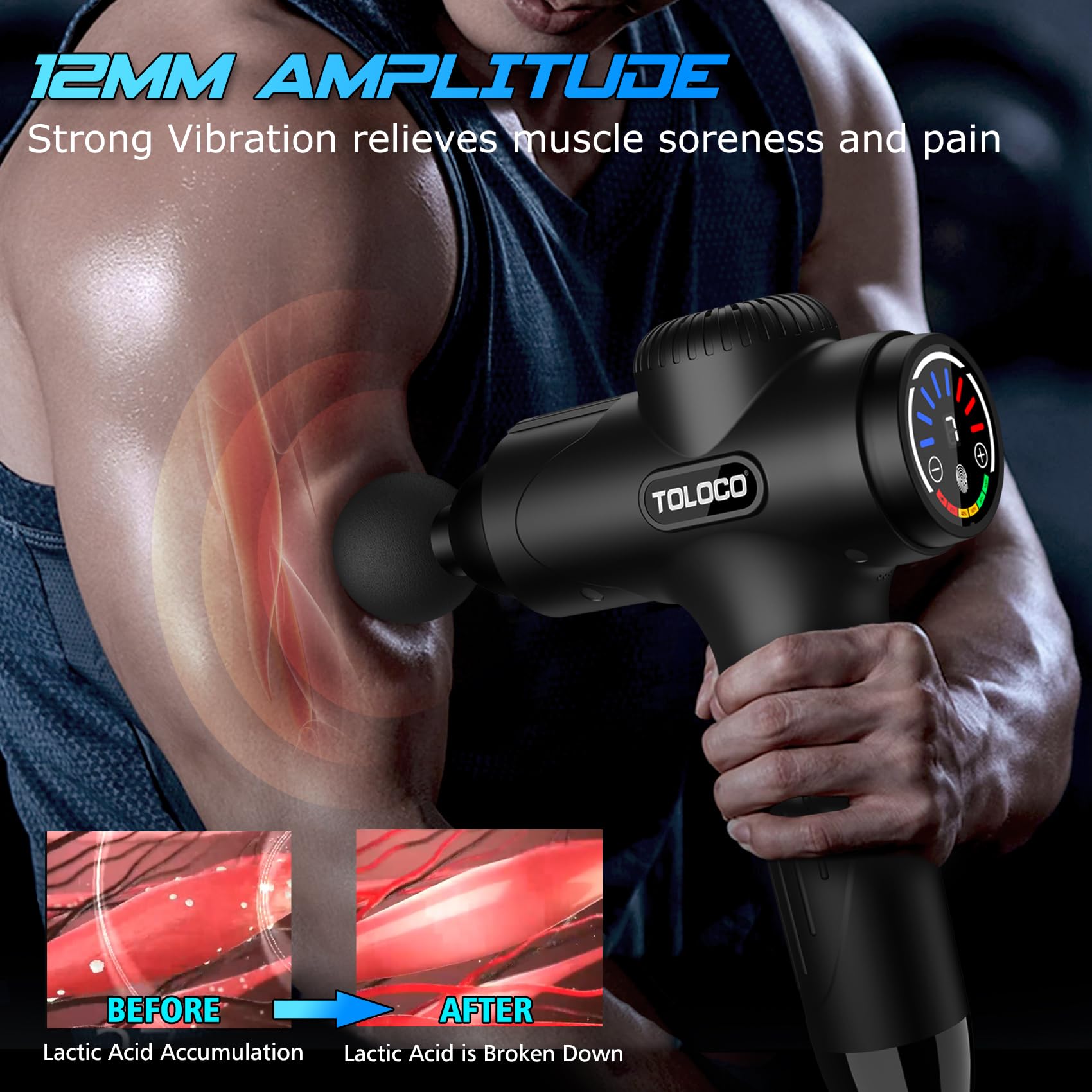 Foto 4 | Pistola de Masaje Toloco Deep Tissue con 10 Cabezales Negra - Venta Internacional