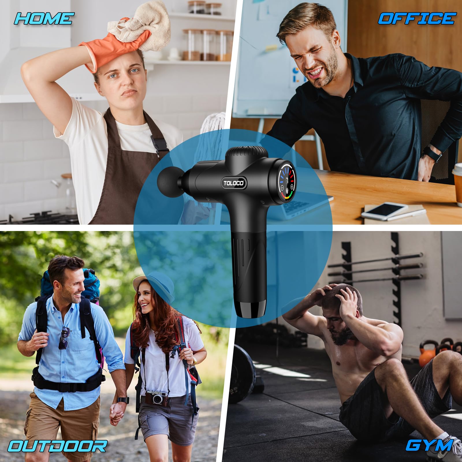 Foto 7 pulgar | Pistola de Masaje Toloco Deep Tissue con 10 Cabezales Negra - Venta Internacional