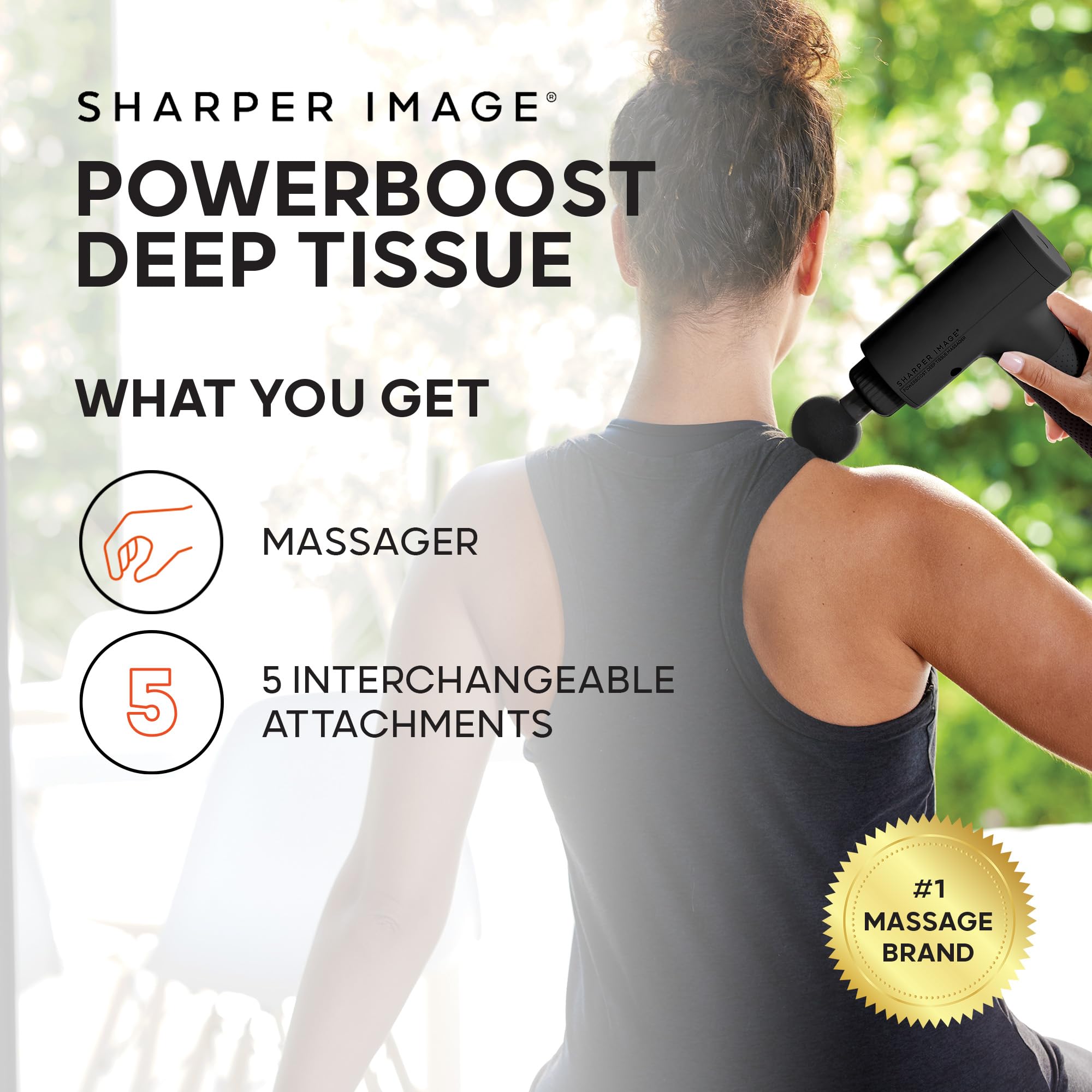 Foto 3 pulgar | Pistola De Masaje Sharper Image Powerboost Con 5 Accesorios - Venta Internacional.