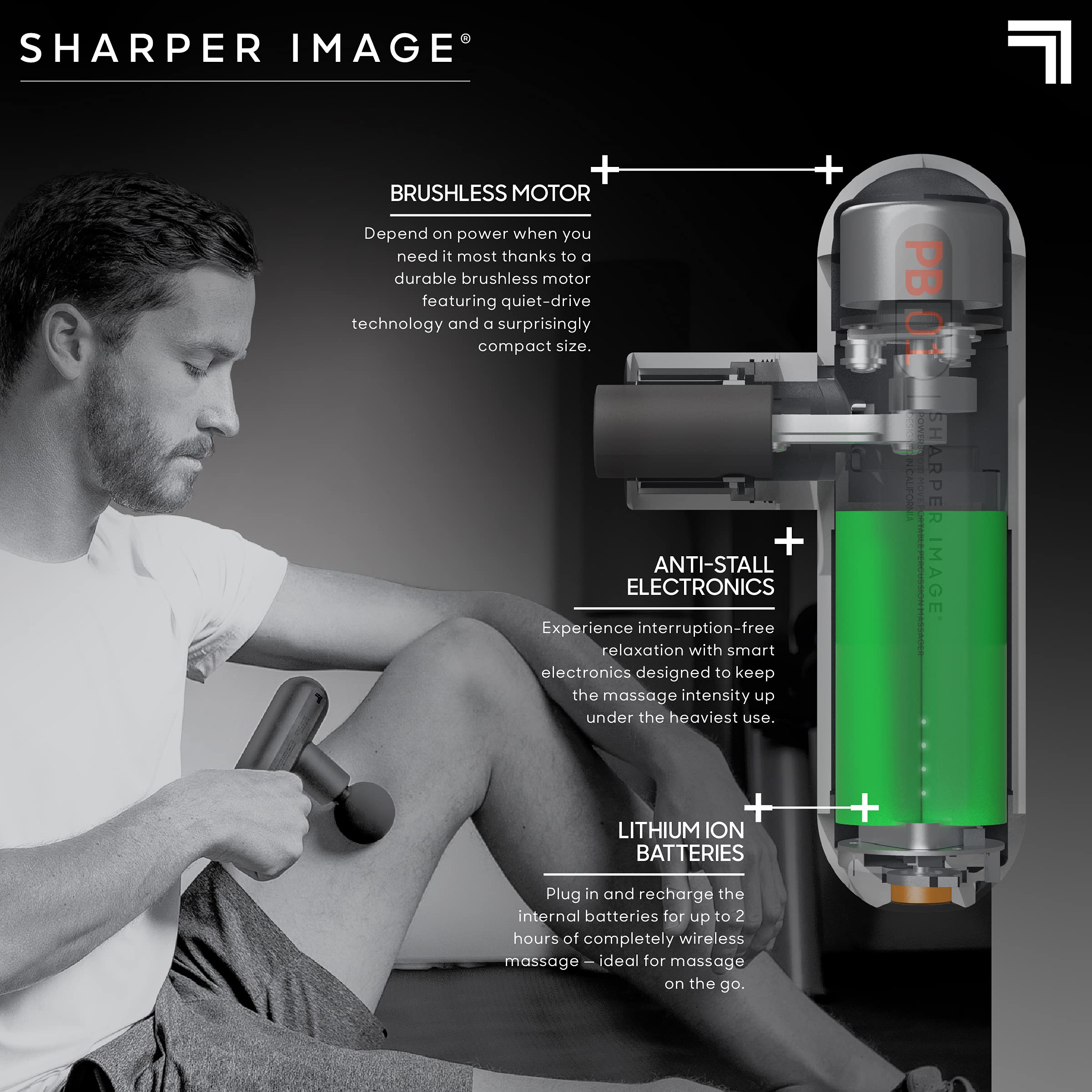 Foto 8 pulgar | Pistola De Masaje Sharper Image Powerboost Move Deep Tissue - Venta Internacional.