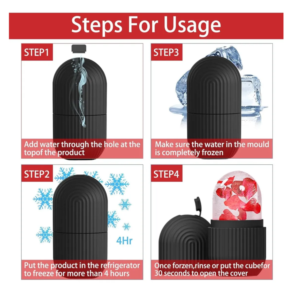 Foto 4 pulgar | Rodillo Silicón Hielo Para Masaje Facial Cara Cuidado Piel Belug, Negro