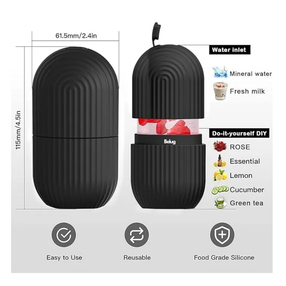 Foto 5 pulgar | Rodillo Silicón Hielo Para Masaje Facial Cara Cuidado Piel Belug, Negro