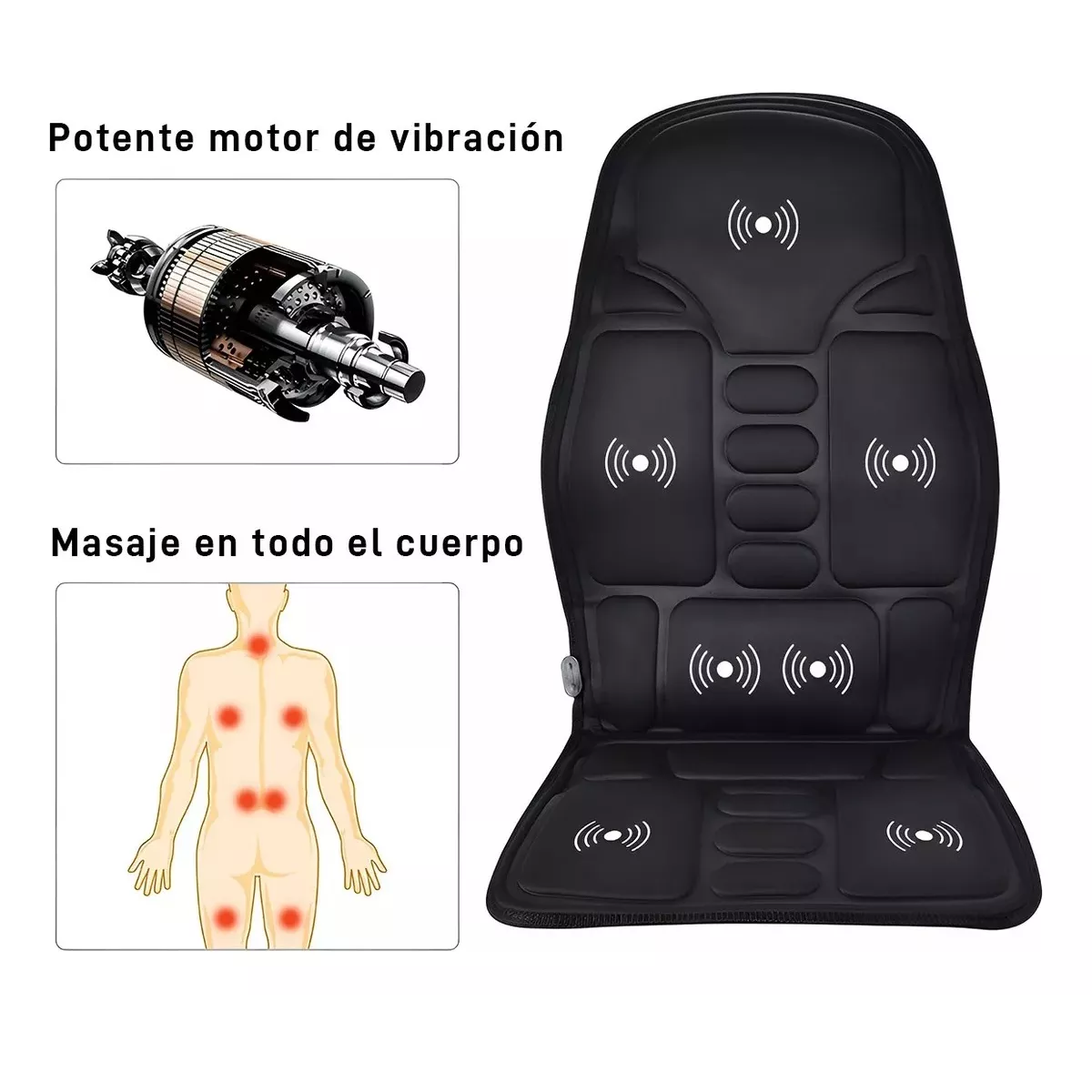 Foto 4 pulgar | Cojín Masajeador Shiatsu Con Calor Para Sillón Silla Auto Eo Safe Imports Esi-14365 Negro