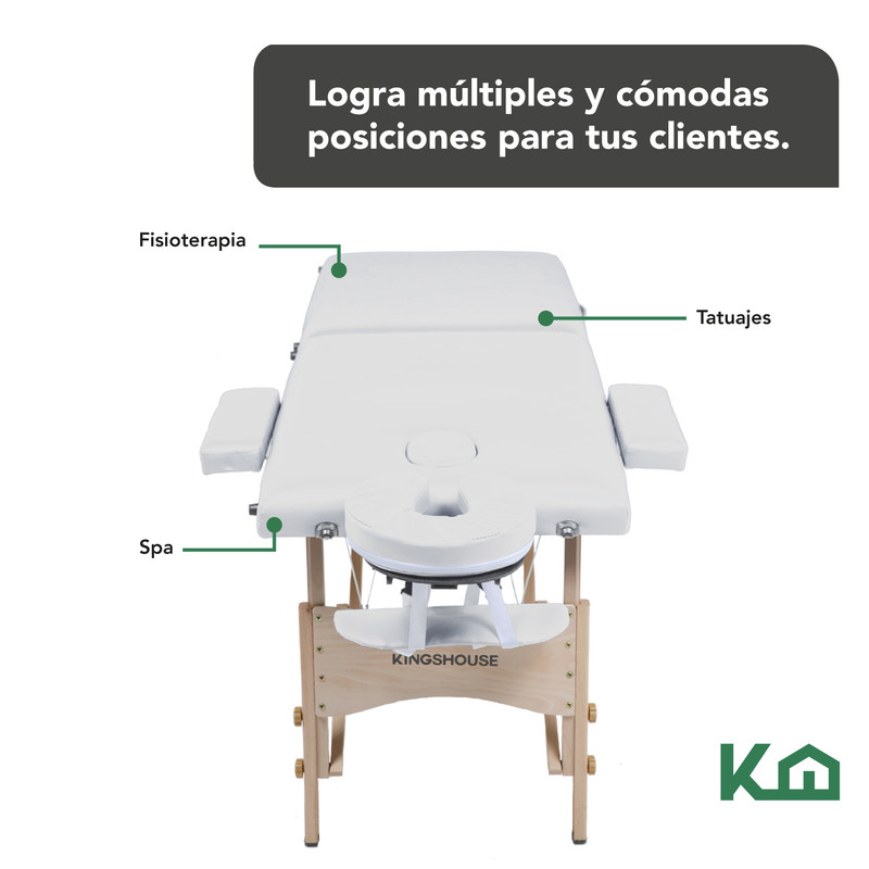 Foto 4 pulgar | Cama Portátil para Masaje KingsHouse color Blanco