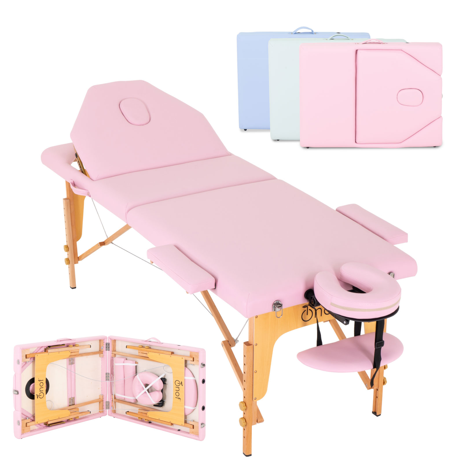 Cama De Masaje Ajustable Onof Mb-001  con Maletín Portátil color Rosa