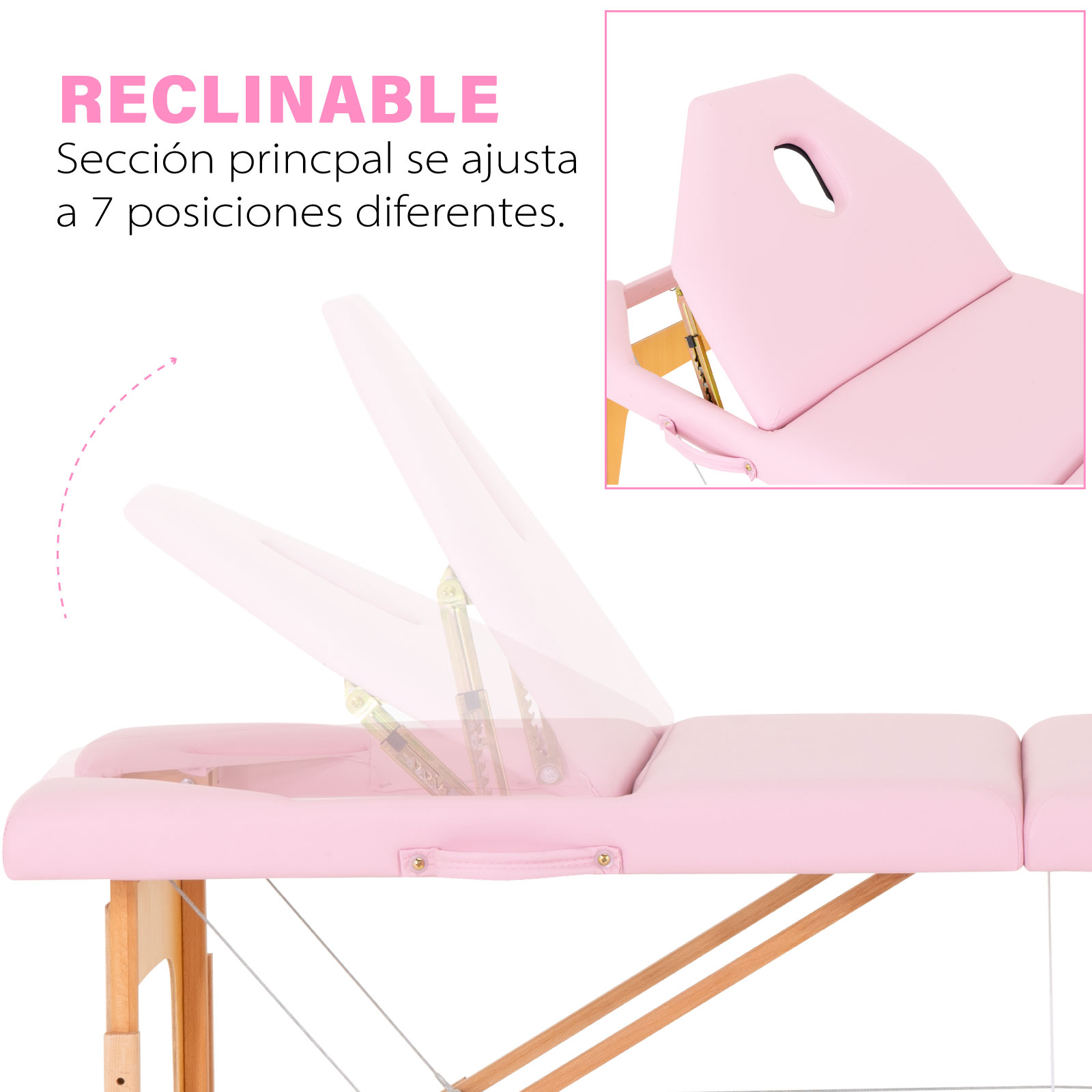 Foto 5 pulgar | Cama De Masaje Ajustable Onof Mb-001  con Maletín Portátil color Rosa