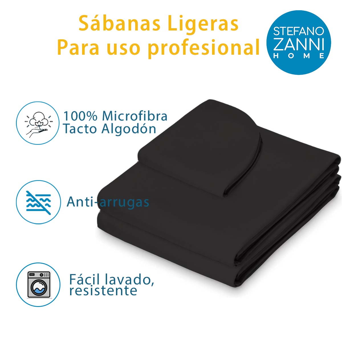 Foto 2 | Juego de Sábanas para Cama de Masaje Stefano Zanni Home color Negro 3 Piezas