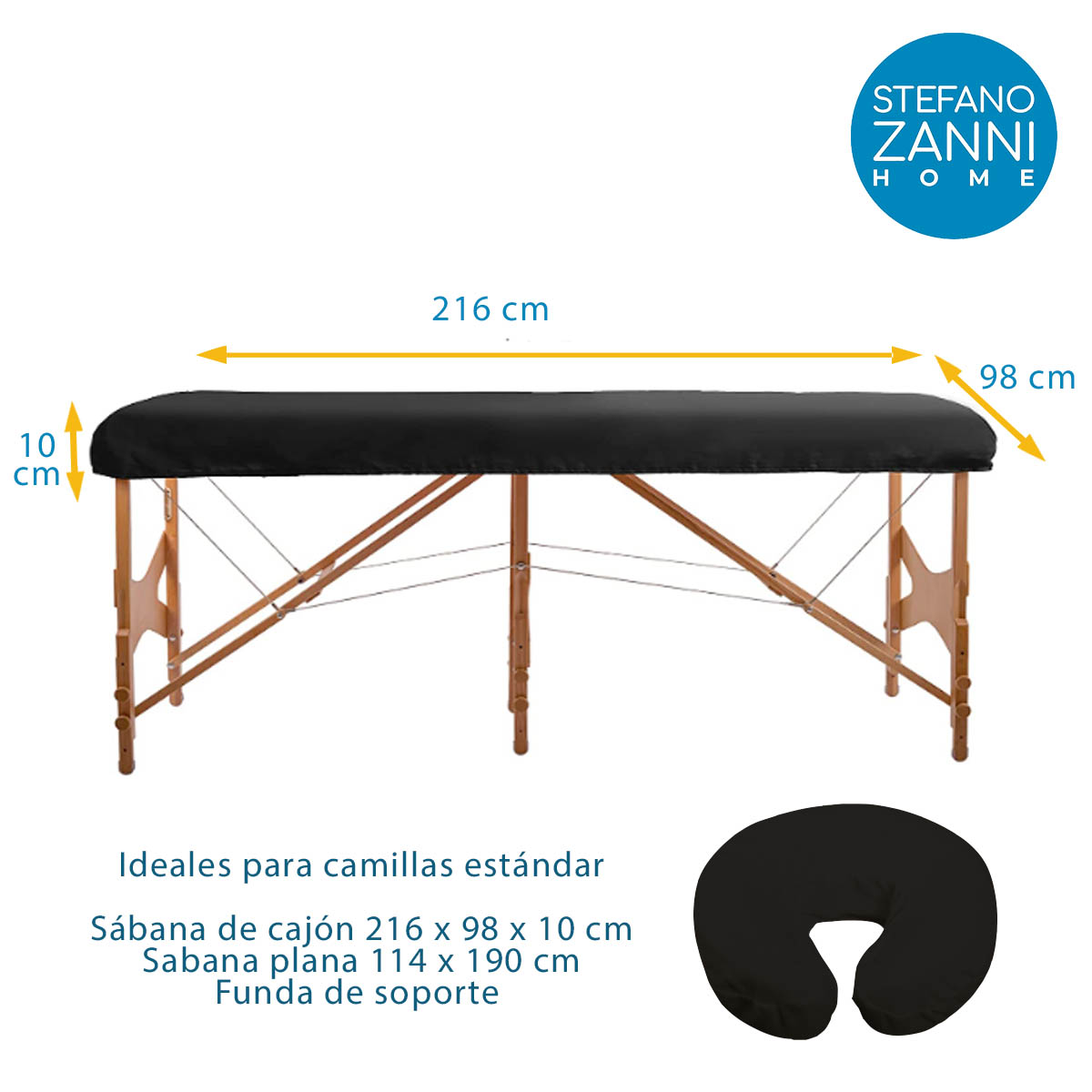Foto 3 | Juego de Sábanas para Cama de Masaje Stefano Zanni Home color Negro 3 Piezas