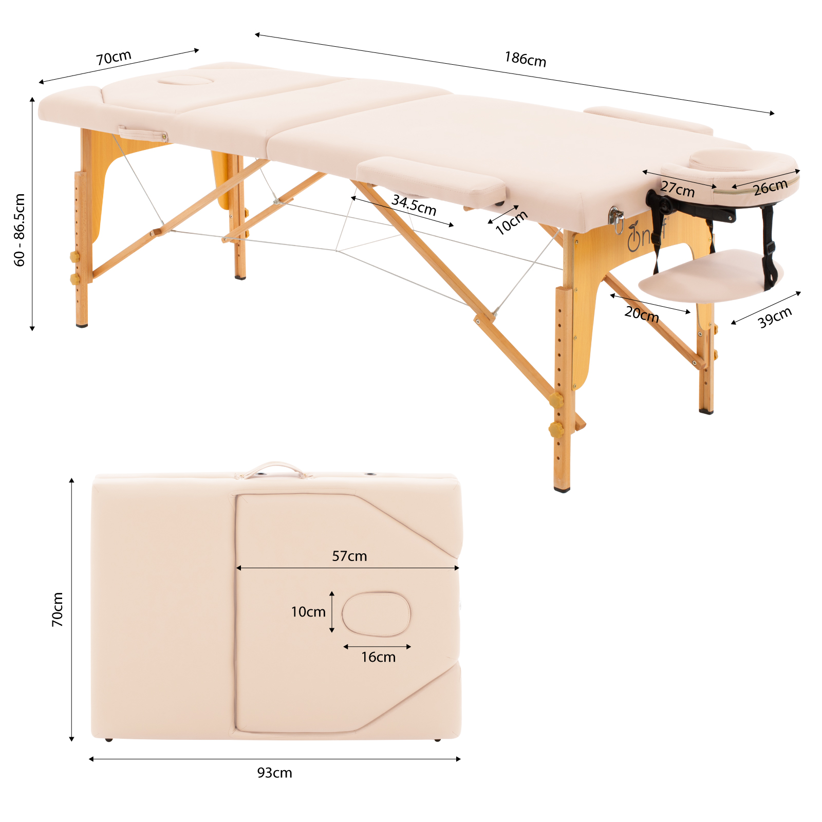 Foto 8 | Cama para Masajes Onof Mb001 Portátil color Beige