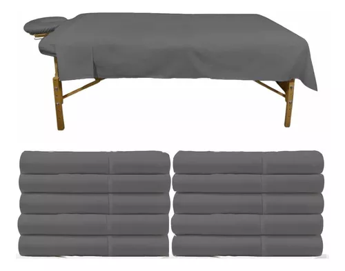 Set De 10 Sábanas Planas Reutilizable Para Cama De Masaje Gris