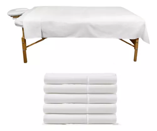 Set De 5 Sábanas Planas Reutilizable Para Cama De Masaje Blanco