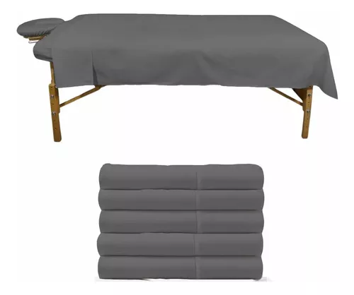 Set De 5 Sábanas Planas Reutilizable Para Cama De Masaje Gris