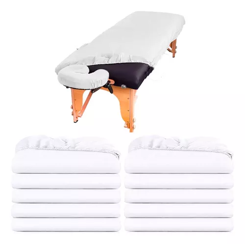 Set De 10 Sábanas De Cajón Reutilizable Para Cama De Masaje Blanco