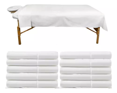 Set De 10 Sábanas Planas Reutilizable Para Cama De Masaje Blanco