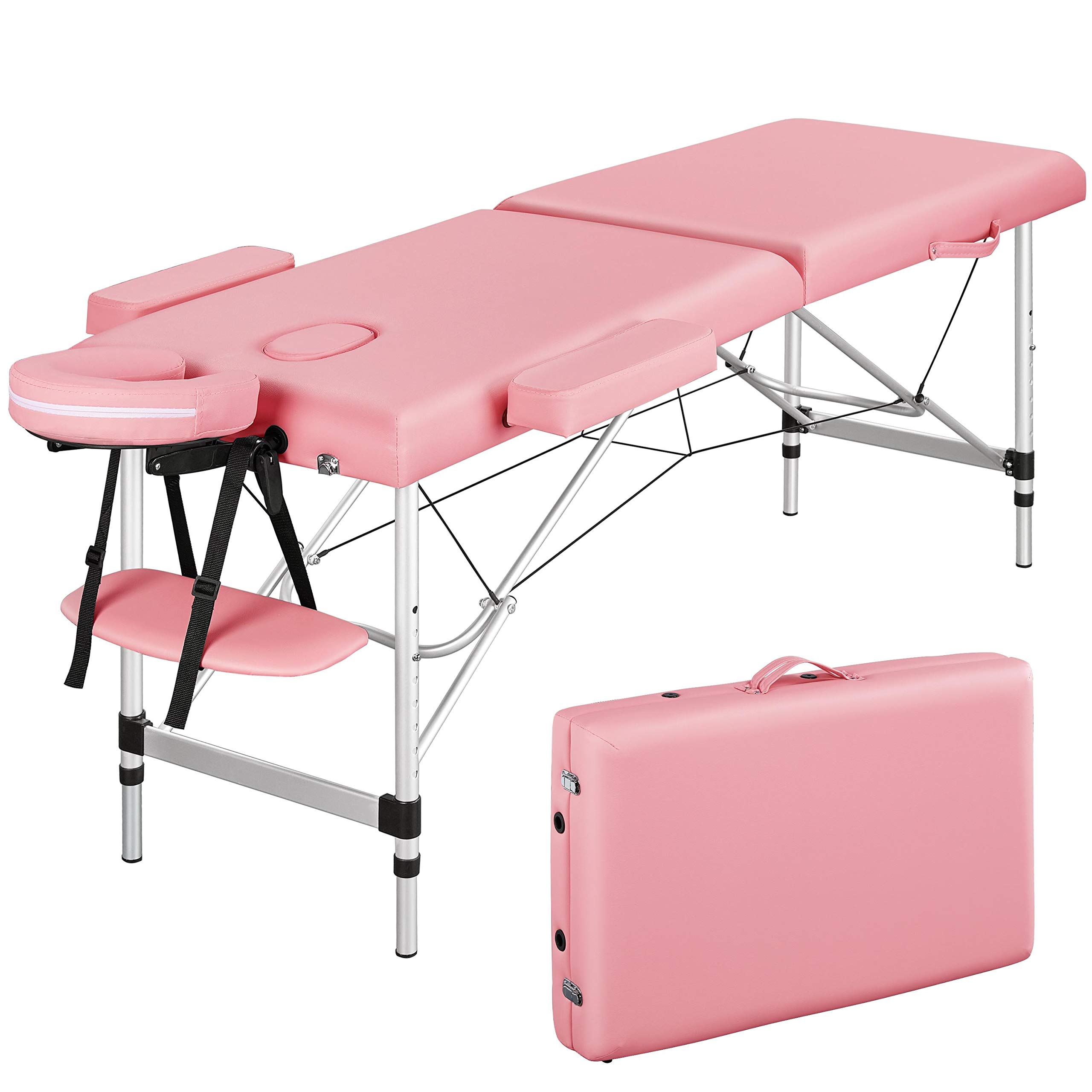 Mesa De Masaje Yaheetech Cama De Spa Portátil De Aluminio Rosa - Venta Internacional.