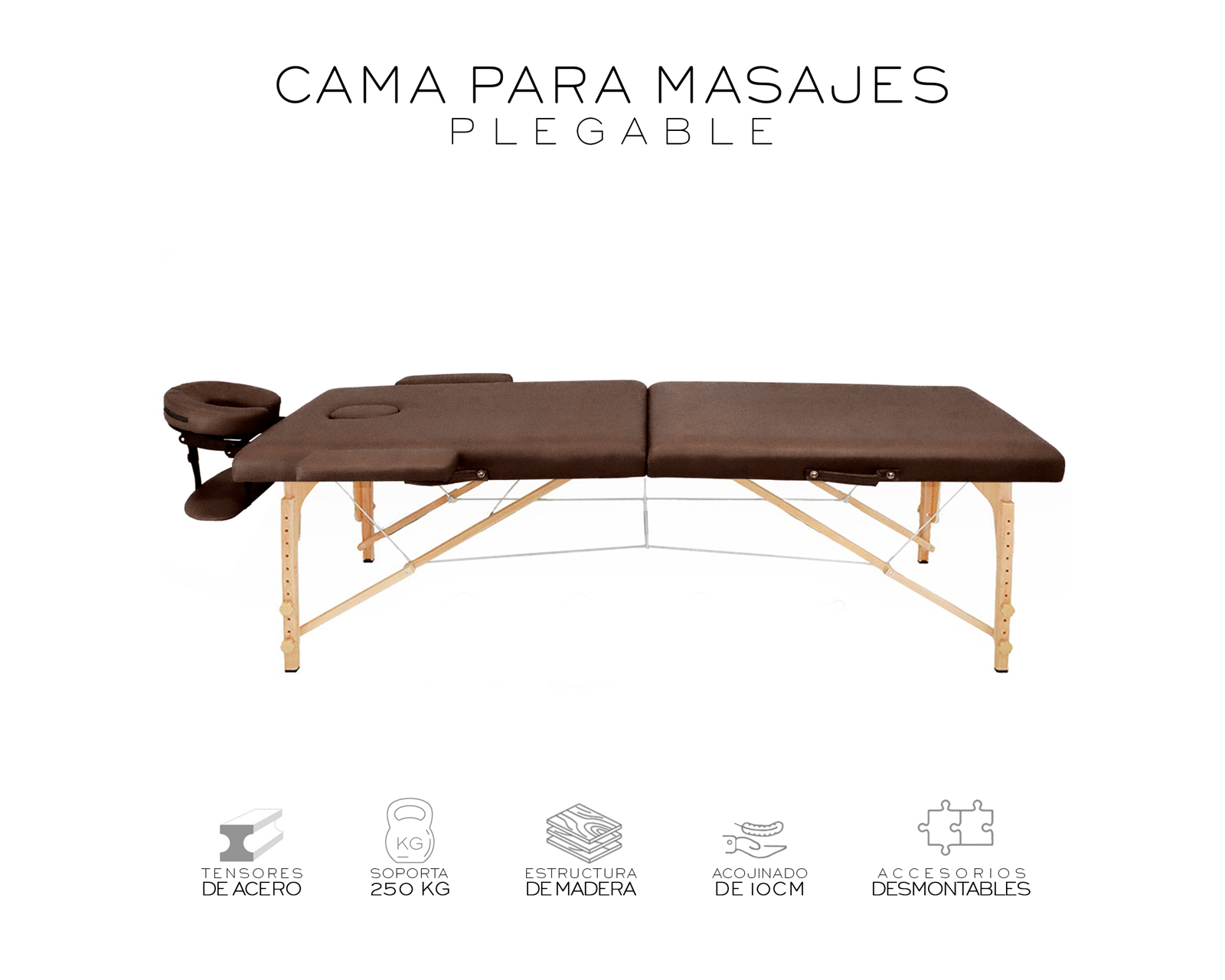 Foto 5 pulgar | Cama De Masaje Plegable Profesional Cama Extentida Tattoo Posiciones Cabecera Reposa Brazos Portátil nube color café