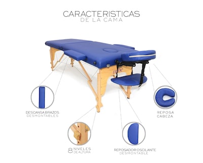 Foto 3 | Cama De Masaje Plegable Profesional Cama Extentida Basitex Color Azul