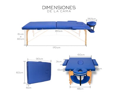 Foto 8 | Cama De Masaje Plegable Profesional Cama Extentida Basitex Color Azul