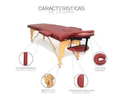 Foto 3 | Cama De Masaje Plegable Profesional Cama Extentida Basitex Color Rojo