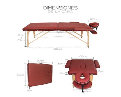 Foto 8 | Cama De Masaje Plegable Profesional Cama Extentida Basitex Color Rojo