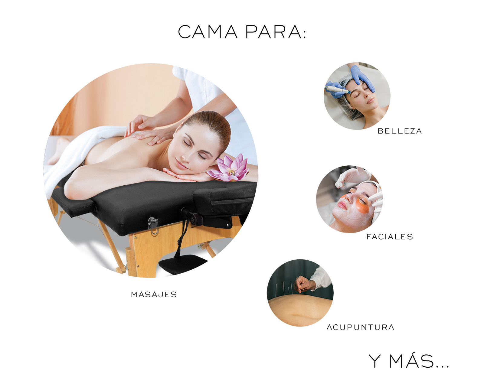 Foto 2 | Cama De Masaje Plegable Profesional Cama Extentida Basitex Color Negro