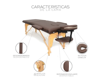 Foto 3 | Cama De Masaje Plegable Profesional Cama Extentida Basitex Color Cafe