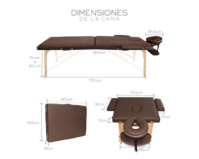 Foto 8 | Cama De Masaje Plegable Profesional Cama Extentida Basitex Color Cafe